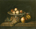 Peaches on a silver Tazza - Tobias Stranover