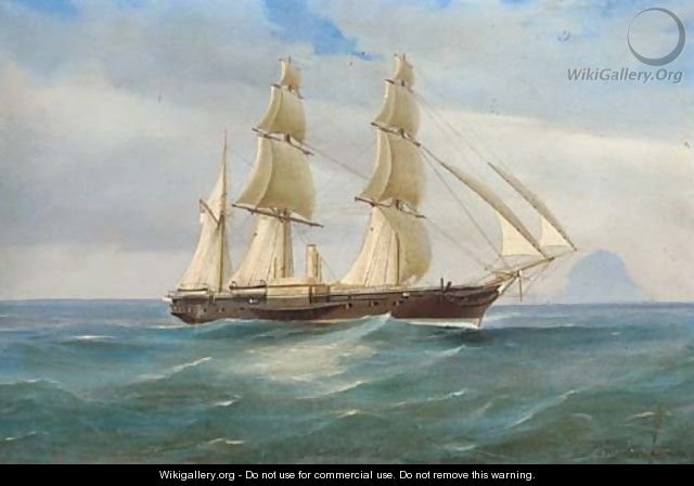 A British naval paddle sloop off Stromboli - de Simone Tommaso