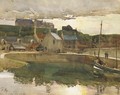 Boats in a harbour, thought to be Portknockie, Banff - Tom Scott