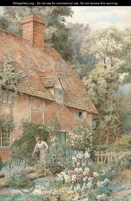 Tending to a cottage garden - Thomas Nicholson Tyndale