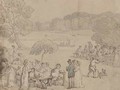 Figures picnicking by the Thames at Twickenham - Thomas Rowlandson