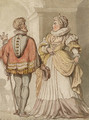 Elizabeth and Sir Walter Raleigh - Thomas Rowlandson