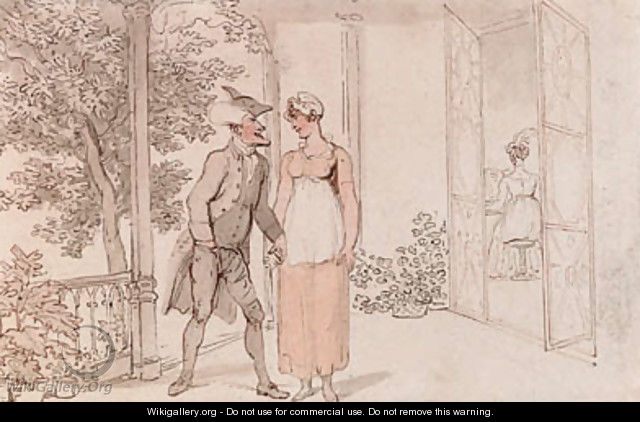 Dr. Syntax with a young maid on a terrace - Thomas Rowlandson