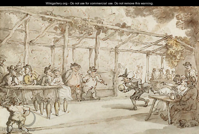 Dr. Syntax playing a game of ninepins - Thomas Rowlandson