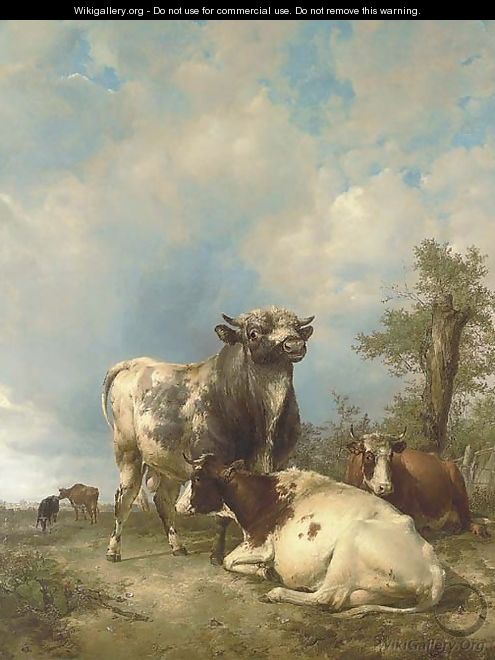 A Bull and Cows in a Landscape - Thomas Sidney Cooper