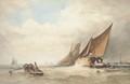 Hay barges in close quarters off the coast - Thomas Sewell Robins