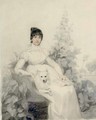 Portrait of Miss Godfrey, full-length, seated with her dog - Thomas Heaphy