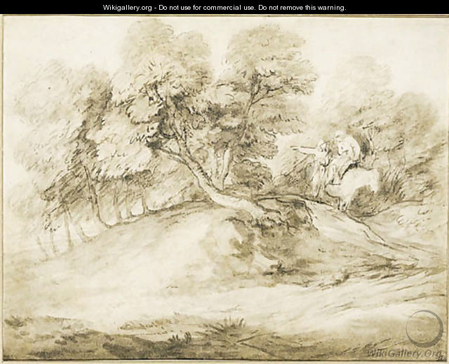 Travellers on a track in a landscape - Thomas Gainsborough