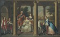 Portrait of the family of the 3rd Duke of Marlborough, a landscape beyond - Thomas Hudson