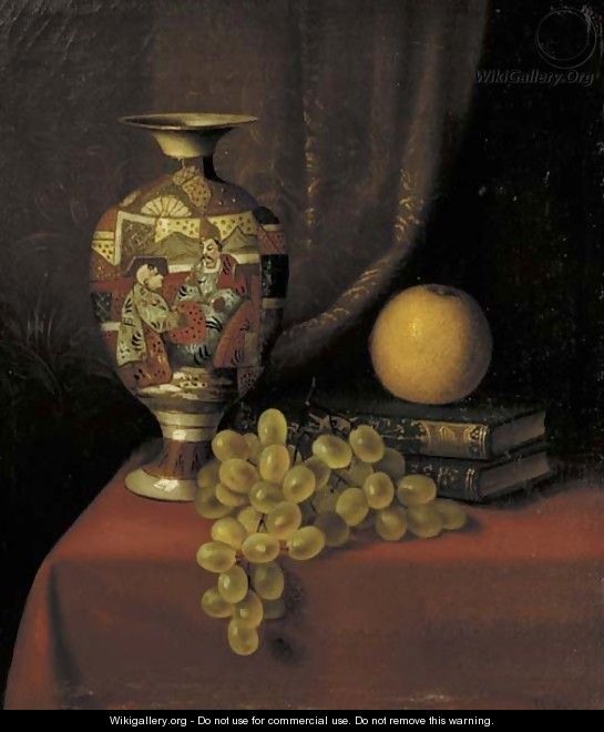Still Life with Vase, Grapes and Books - Thomas H. Hope