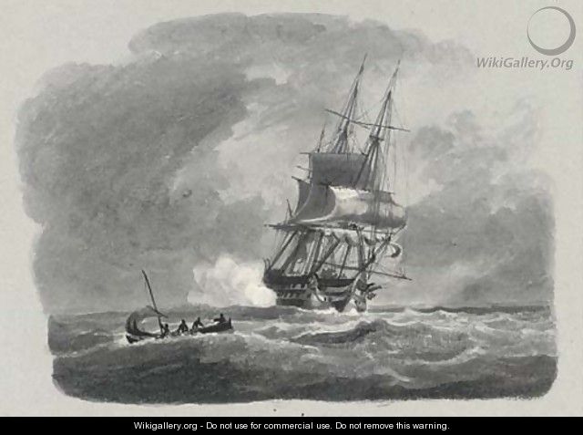 A dismasted frigate in heavy seas - Thomas L. Hornbrook