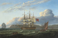 H.M.S. Bellerophon making sail out of Torbay with the defeated Emperor Napoleon aboard, 26th July 1815 - Thomas Luny