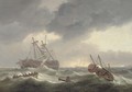 A Dutch man-o'war in distress with boats coming to the rescue - Thomas Luny