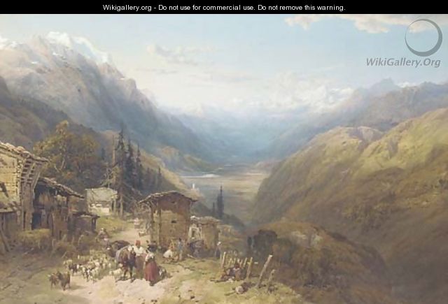 The Rhane Valley from the Forclass, Pass of the Tete Noire - Thomas Miles Richardson, Jnr.