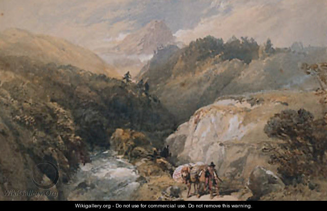 A Figure And A Pack Horse On A Track In The Pyrenees - Thomas Miles Richardson, Jnr.