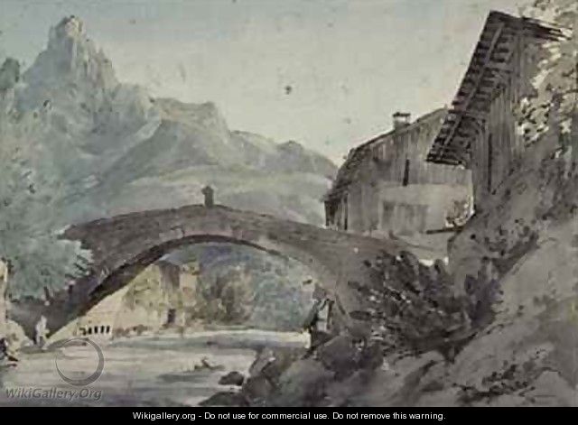 Bridge at Sallanches and the Aiguille de Varens - Henry William Burgess