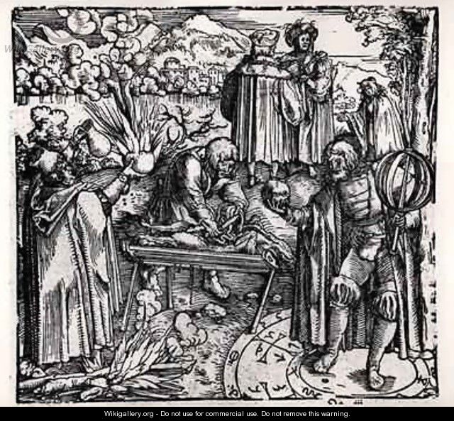Scenes of divination, including haruspication, pyromancy and necromancy - Hans, the elder Burgkmair