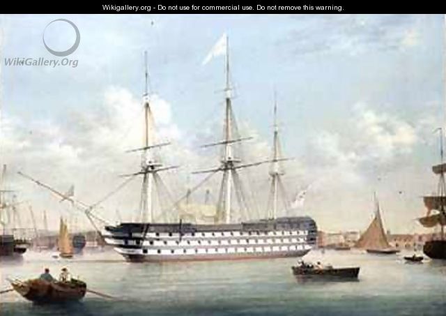 H.M.S. Britannia lying off Plymouth - Thomas Buttersworth