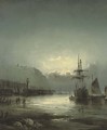 Whitby harbour at dusk - William A. Thornley or Thornbery