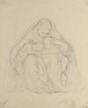 A seated woman sheltering two infants under her cloak - William Young Ottley