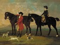 William Trow Esq. and his Groom with hounds in a landscape - William Williams