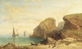 Figures in a peaceful cove - William Williams Of Plymouth