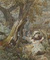 Jeune paysanne assise sous un arbre - Wolfgang-Adam Toepffer