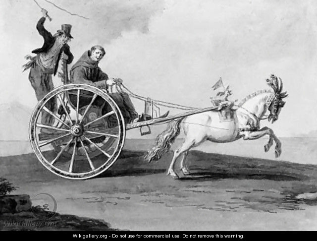 A monk being driven in a pony trap - Saviero Xavier della Gatta