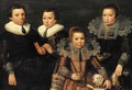 A family portrait of two brothers, aged 11 and 7, and two sisters, aged 4 and 9 - Wybrand Simonsz. de Geest