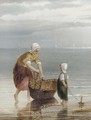 A mother crabbing with her child - William Raymond Dommersen