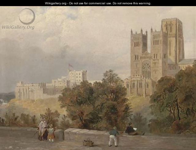 An artist sketching before Durham Cathedral - William Robinson