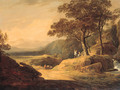 A cowherd and cattle on a track in a mountainous landscape - William Payne