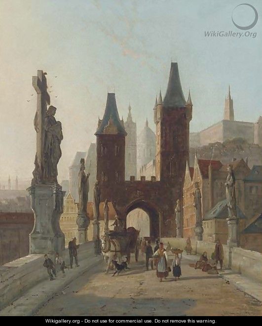 Traders on the Charles Bridge, Prague - William Raymond Dommersen