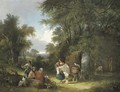 A gypsy encampment in a wooded landscape - William Joseph Shayer