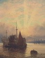 Old hulks on the Medway at dusk - William A. Thornley or Thornbery