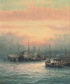 Hulks on the Medway at dusk - William A. Thornley or Thornbery