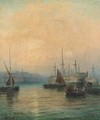 Hulks in the Medway at dusk - William A. Thornley or Thornbery