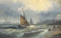 Fishing boats running into a Channel port on the tide - William A. Thornley or Thornbery