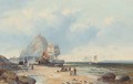 Fishermen on a beach below St. Michael's Mount - William A. Thornley or Thornbery