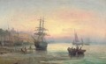 A beached brig at Rochester, dusk - William A. Thornley or Thornbery