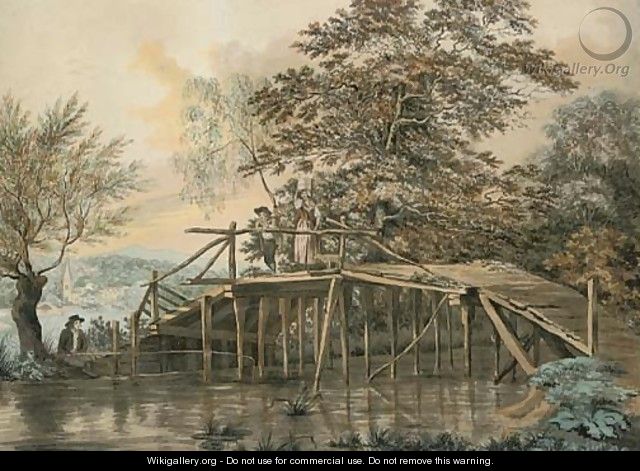 A milkmaid crossing a bridge - William Taverner