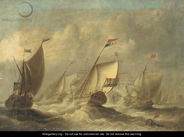 An Amsterdam State Yacht in the company of the Dutch fleet - William Stuart