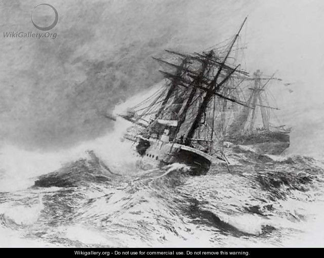 The escape of H.M.S. Calliope from Apia Harbour, Samoa, during the hurricane on 16th March, 1889 - William Lionel Wyllie