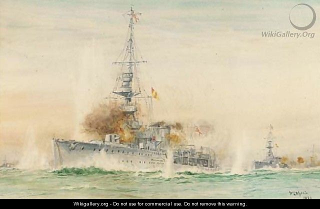 The English fleet under attack - William Lionel Wyllie