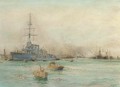 H.M.S. Undaunted at Harwich - William Lionel Wyllie