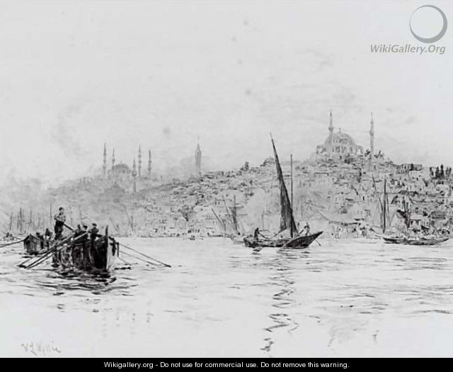 Fishing boats on the Bosphorous, Constantinople - William Lionel Wyllie
