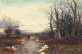 A Figure and a Dog on a country Lane - William Manners