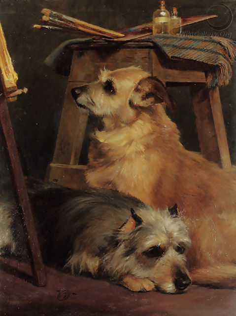 Two terriers in the artist's studio - William Osborne - WikiGallery.org ...