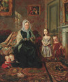 Group portrait of Mrs Davies, of Wormbridge Court, Hereford with four of her Clark grandchildren - William Holman Hunt