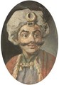 A Turk's head Mr Henry Mossop in the guise of Bajazet from Nicholas Rose's play Tamerlane - William Hogarth